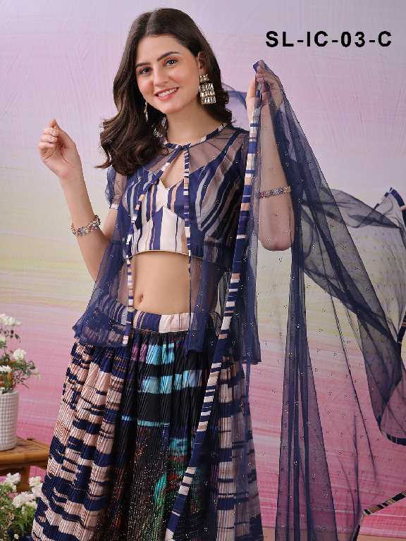 Saptrangi All Hit Design SL-IC-01 To SL-IC-18 Series Semi Stitched Designer Lehengas