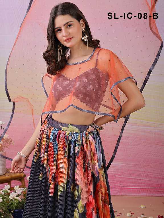 Saptrangi All Hit Design SL-IC-01 To SL-IC-18 Series Semi Stitched Designer Lehengas