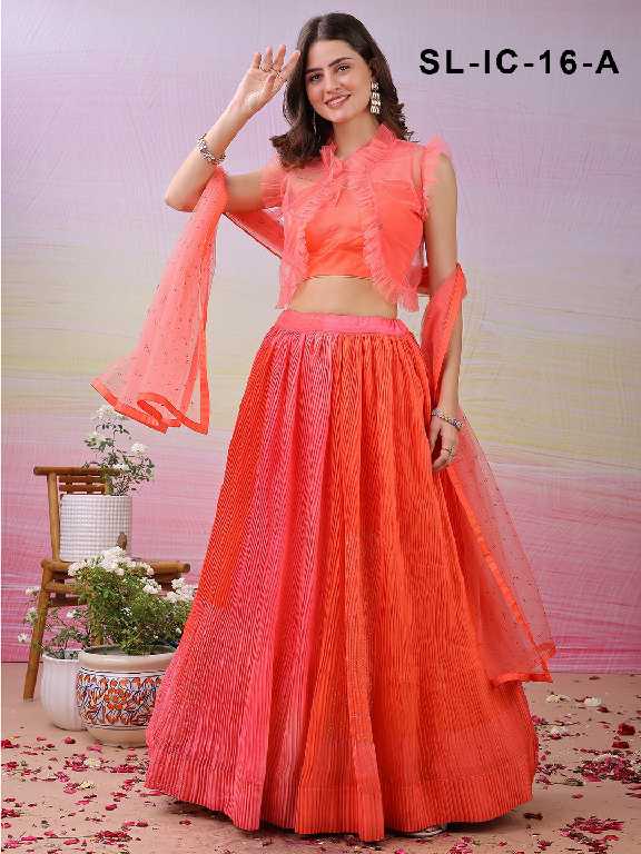 Saptrangi All Hit Design SL-IC-01 To SL-IC-18 Series Semi Stitched Designer Lehengas