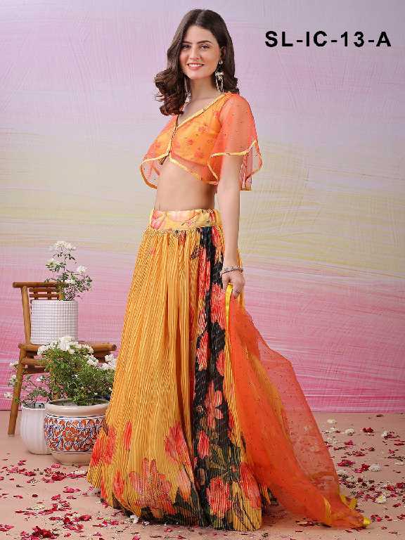 Saptrangi All Hit Design SL-IC-01 To SL-IC-18 Series Semi Stitched Designer Lehengas