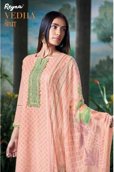Reyna Vedha Wholesale Cotton Print With Embroidery Salwar Suits