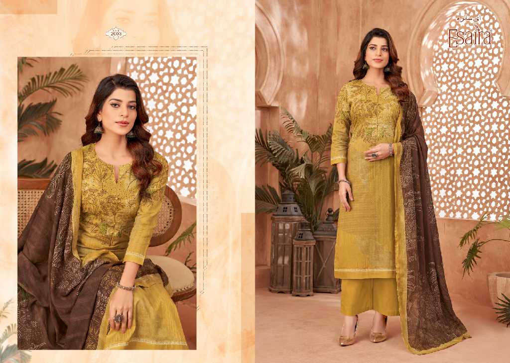 Esaira By Esta Airen Wholesale Cotton Cambric With Knot Work Dress Material