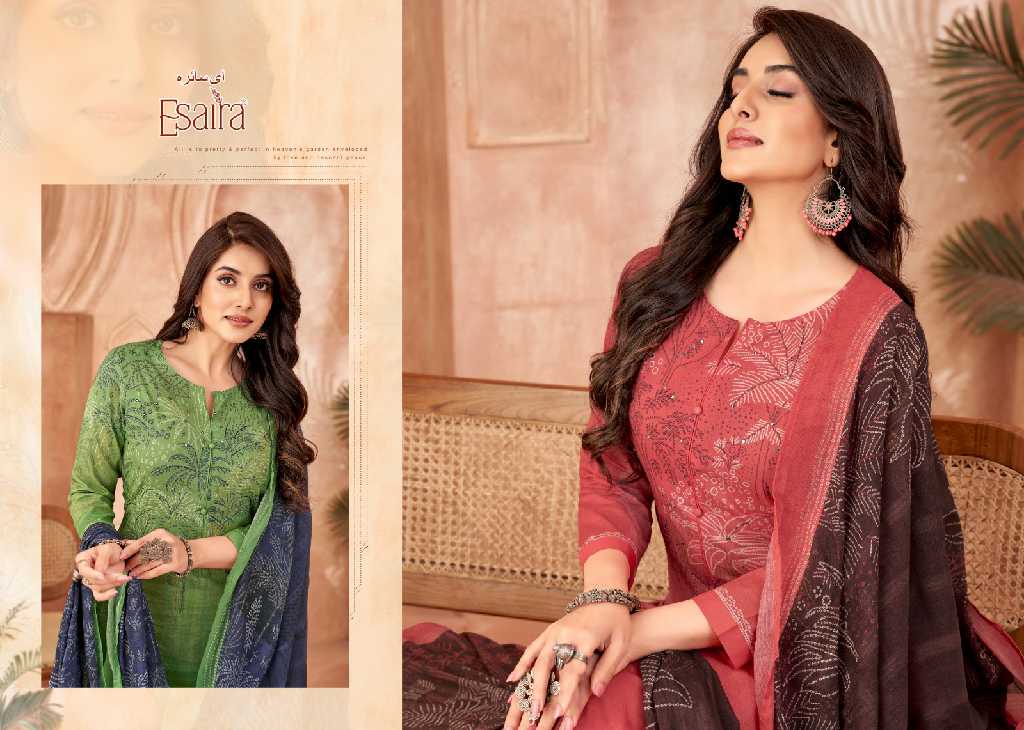 Esaira By Esta Airen Wholesale Cotton Cambric With Knot Work Dress Material