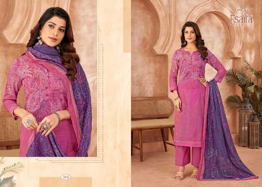 Esaira By Esta Airen Wholesale Cotton Cambric With Knot Work Dress Material