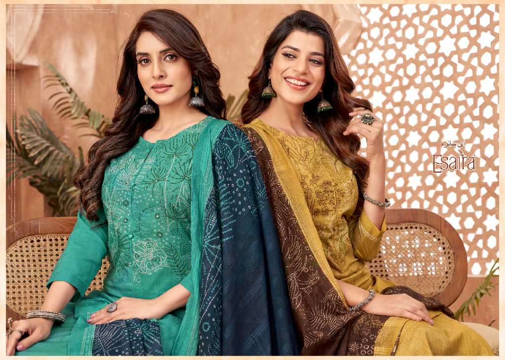 Esaira By Esta Airen Wholesale Cotton Cambric With Knot Work Dress Material