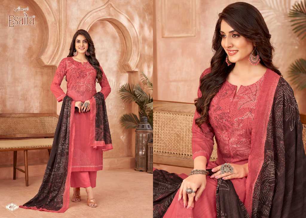 Esaira By Esta Airen Wholesale Cotton Cambric With Knot Work Dress Material