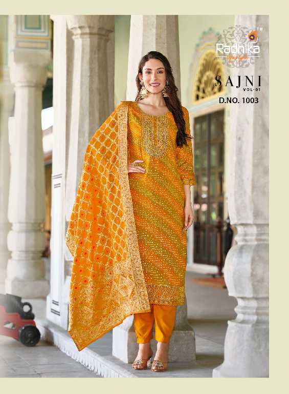 Radhika Lifestyle Sajni Vol-1 Wholesale Kurti With Pant And Dupatta