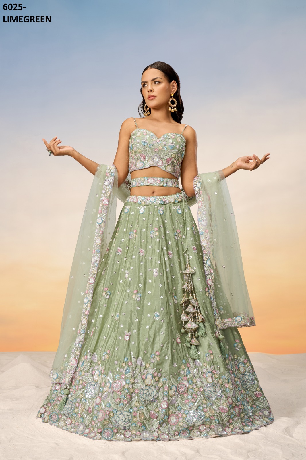 PF LAUNCHING SERIES 6025 COLORS WHOLESALE HEAVY DESIGNER LEHENGHAS