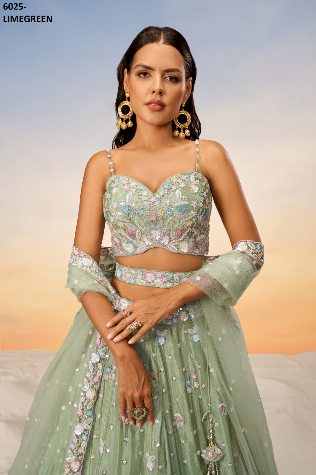 PF LAUNCHING SERIES 6025 COLORS WHOLESALE HEAVY DESIGNER LEHENGHAS
