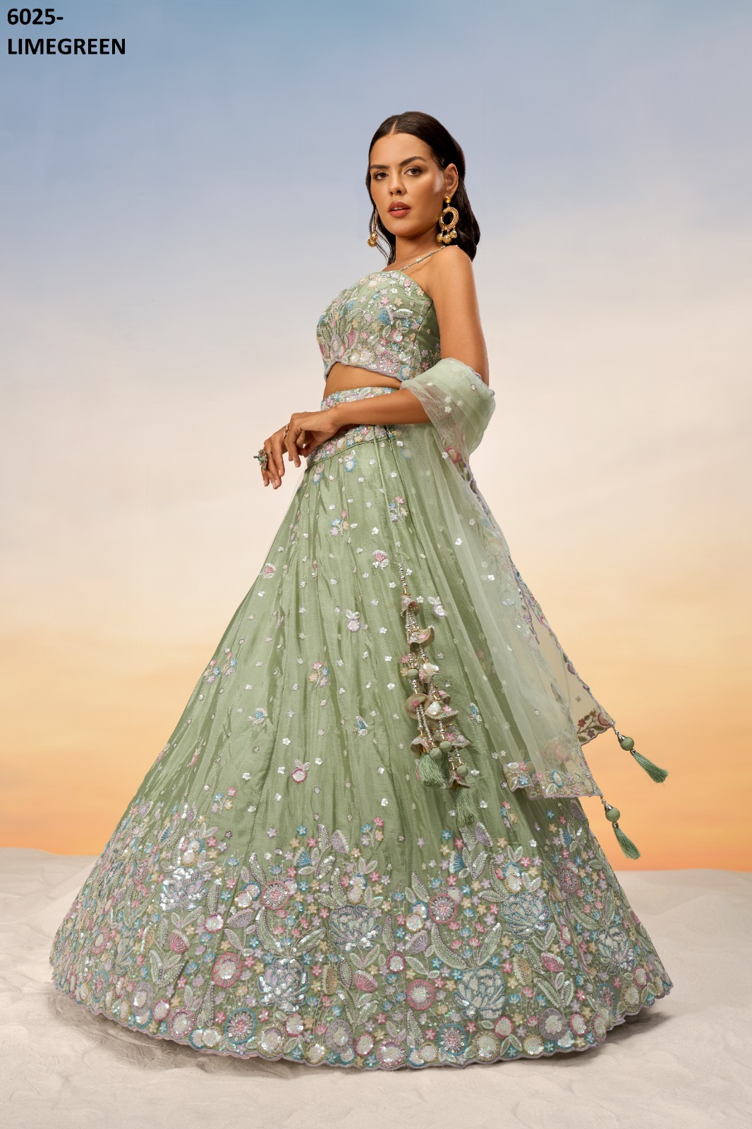 PF LAUNCHING SERIES 6025 COLORS WHOLESALE HEAVY DESIGNER LEHENGHAS