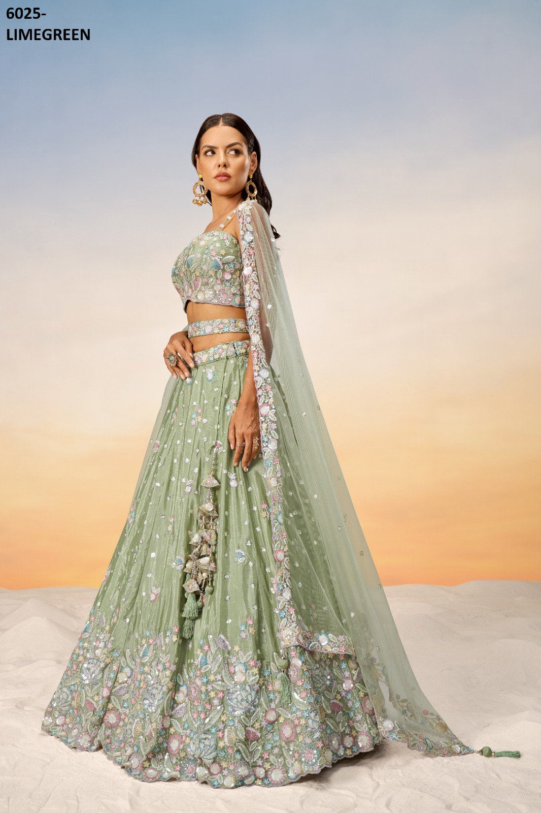 PF LAUNCHING SERIES 6025 COLORS WHOLESALE HEAVY DESIGNER LEHENGHAS