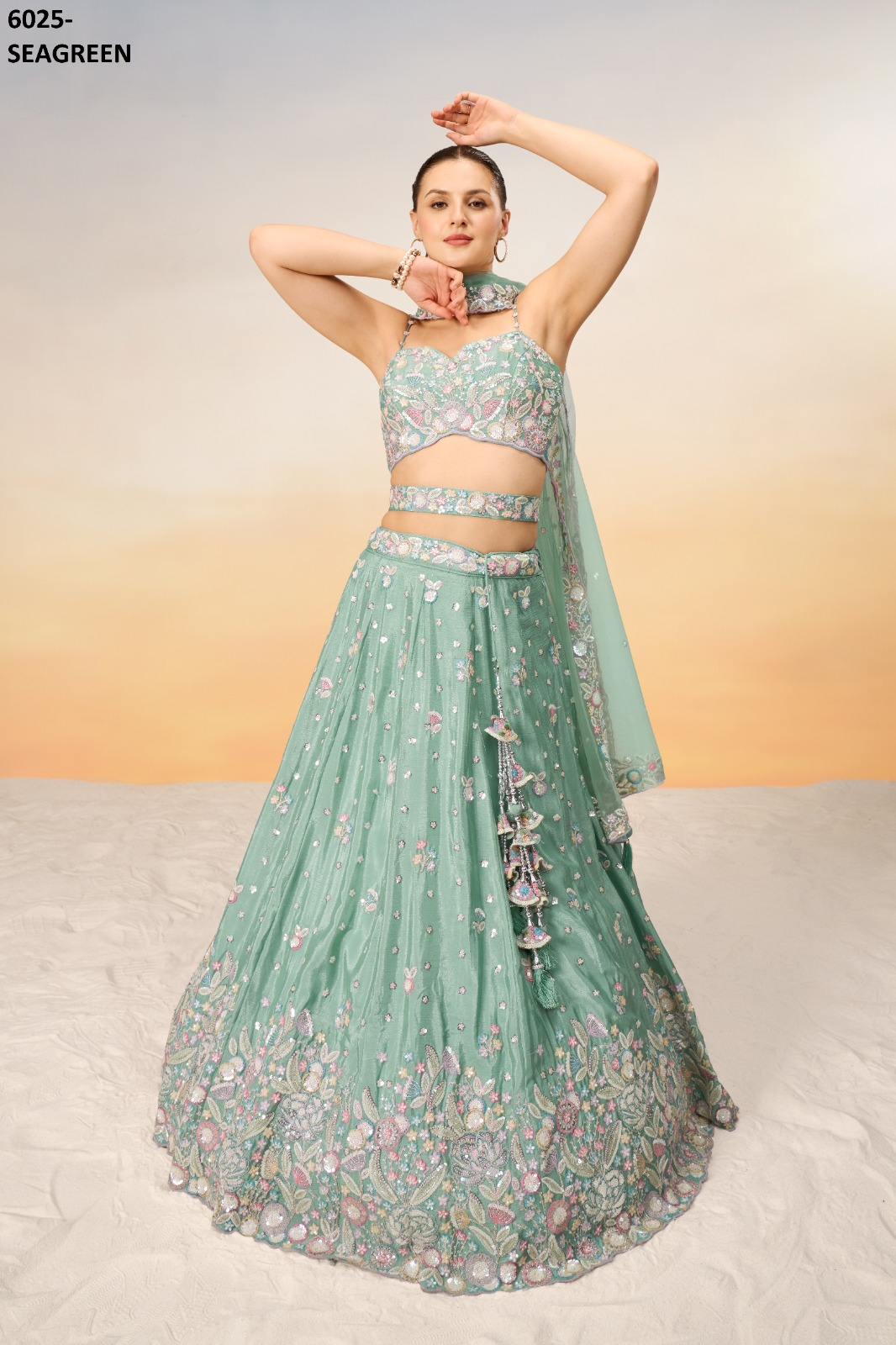 PF LAUNCHING SERIES 6025 COLORS WHOLESALE HEAVY DESIGNER LEHENGHAS