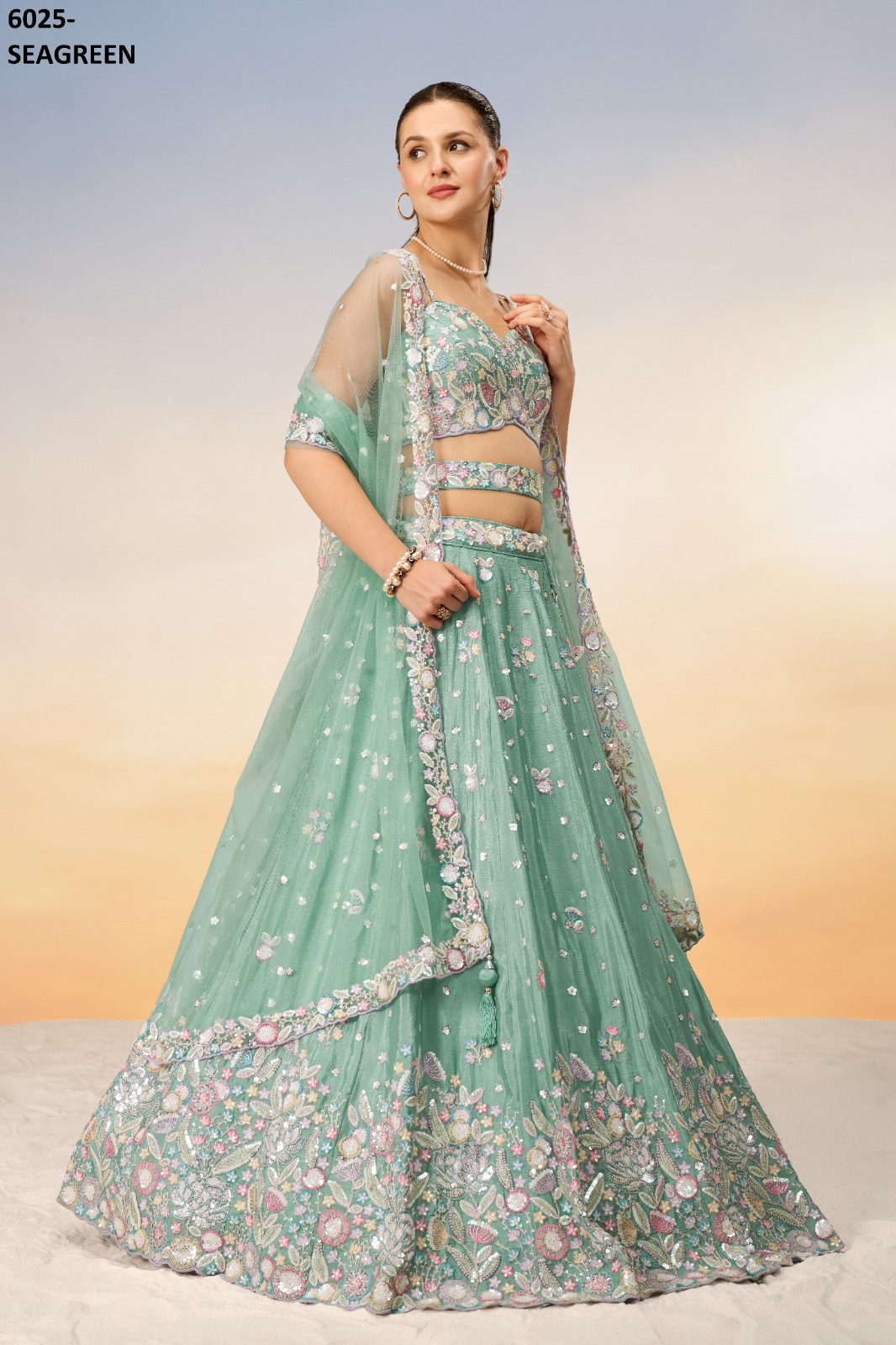 PF LAUNCHING SERIES 6025 COLORS WHOLESALE HEAVY DESIGNER LEHENGHAS