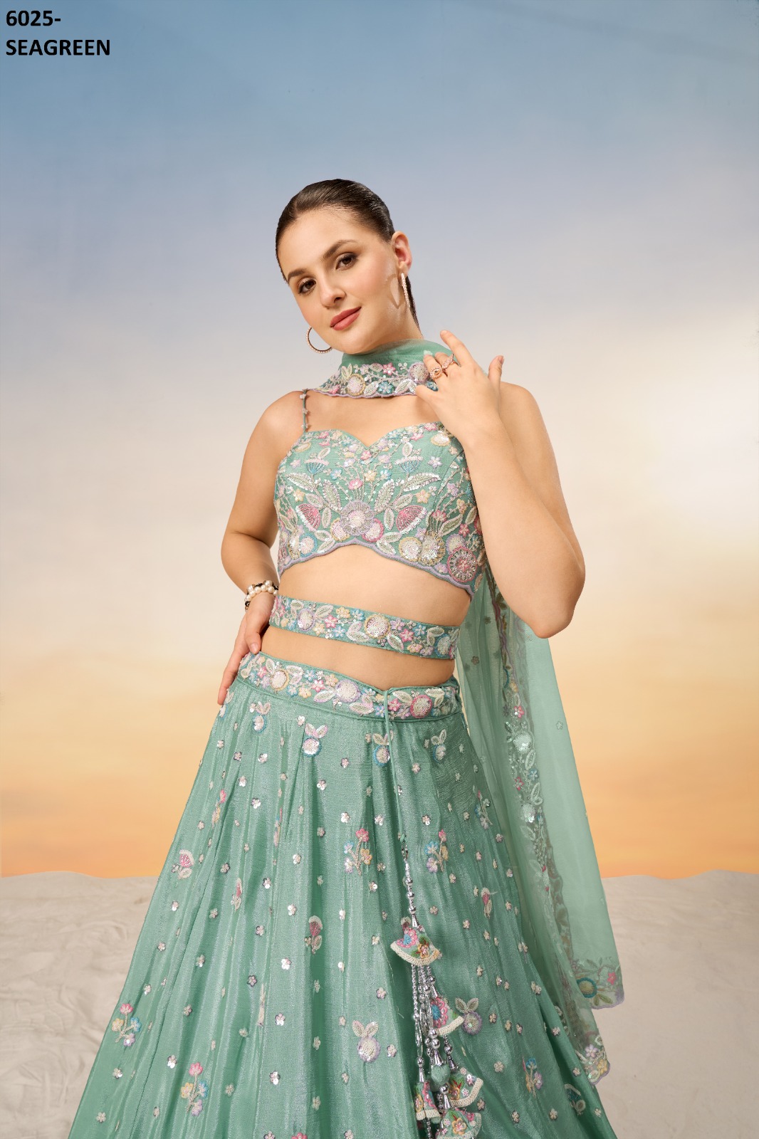 PF LAUNCHING SERIES 6025 COLORS WHOLESALE HEAVY DESIGNER LEHENGHAS