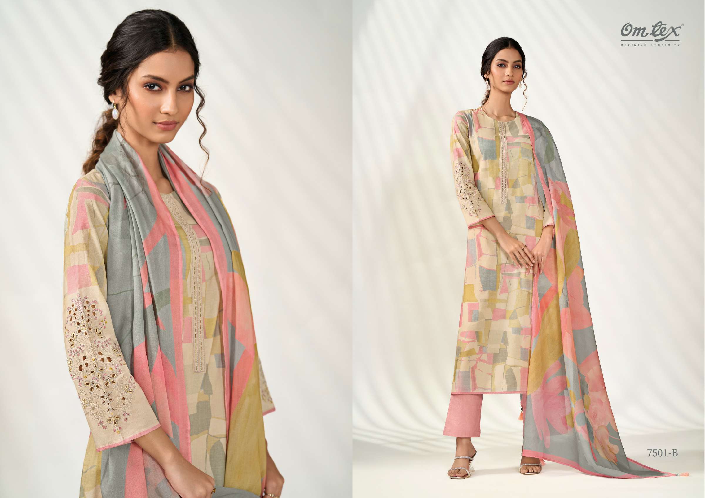 OMTEX PRESENT VASTRA WHOLESALE PREMIUM LAWN COTTON DIGITAL PRINT WITH EMBROIDERY  SALWAR SUITS