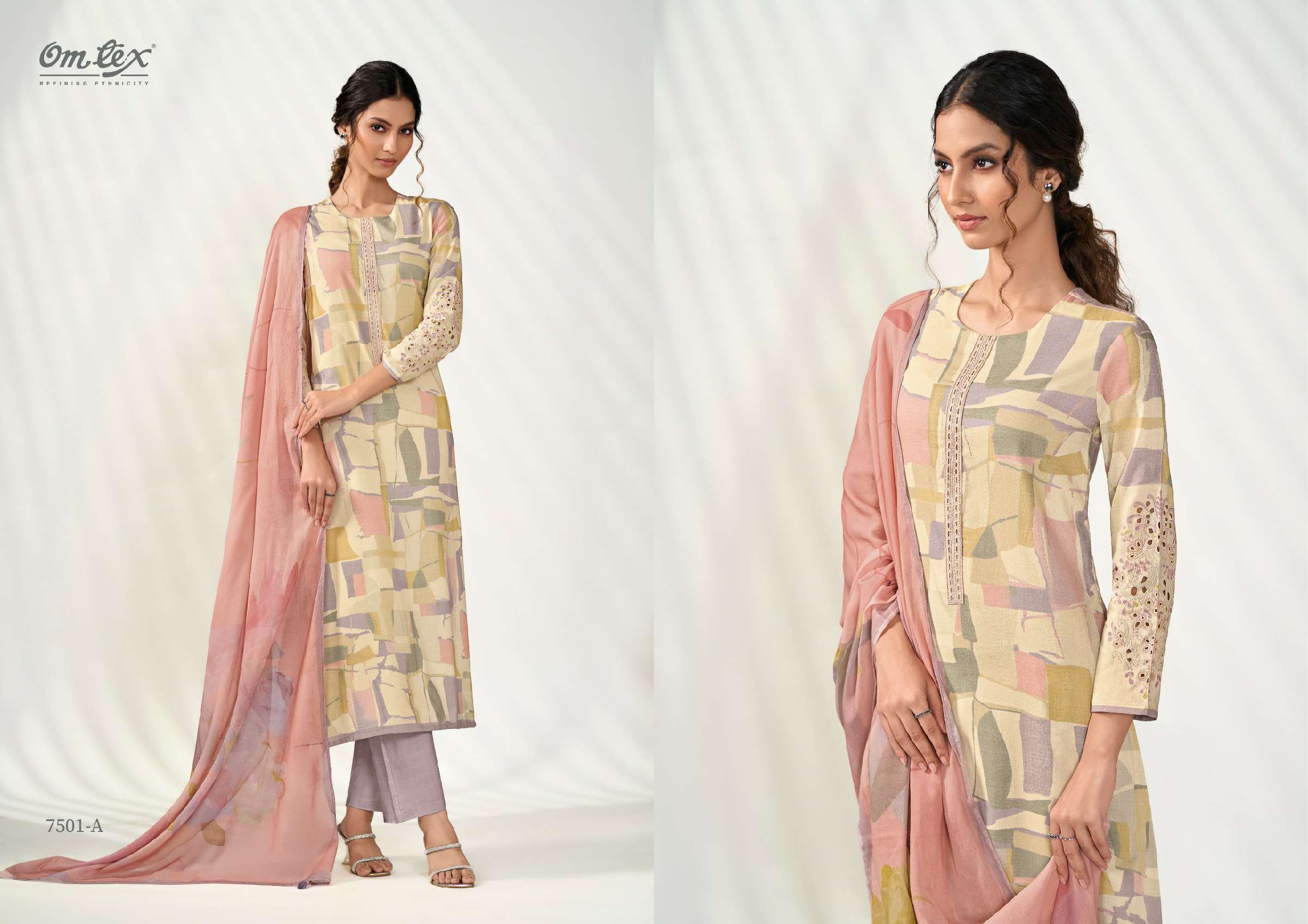 OMTEX PRESENT VASTRA WHOLESALE PREMIUM LAWN COTTON DIGITAL PRINT WITH EMBROIDERY  SALWAR SUITS