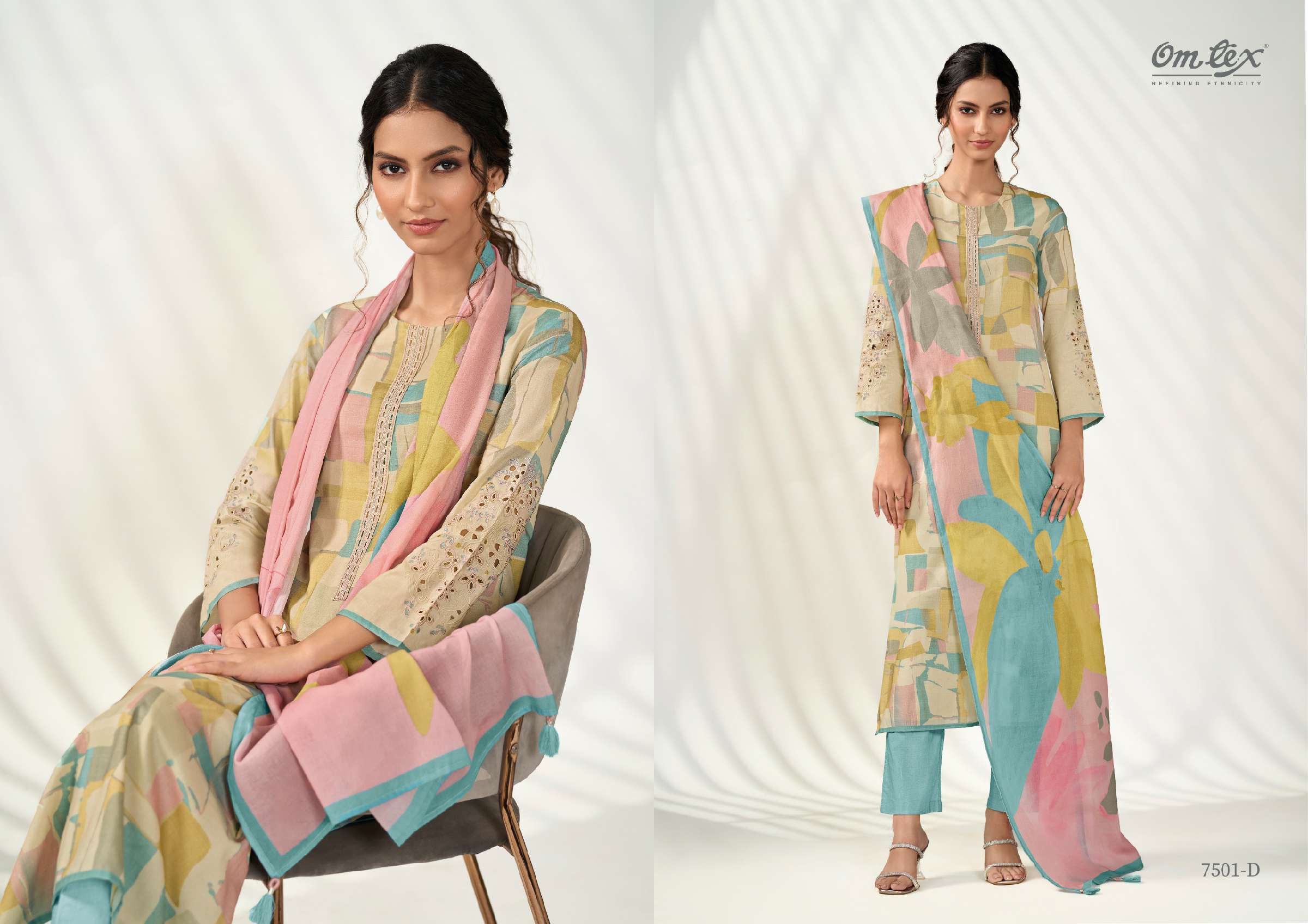 OMTEX PRESENT VASTRA WHOLESALE PREMIUM LAWN COTTON DIGITAL PRINT WITH EMBROIDERY  SALWAR SUITS