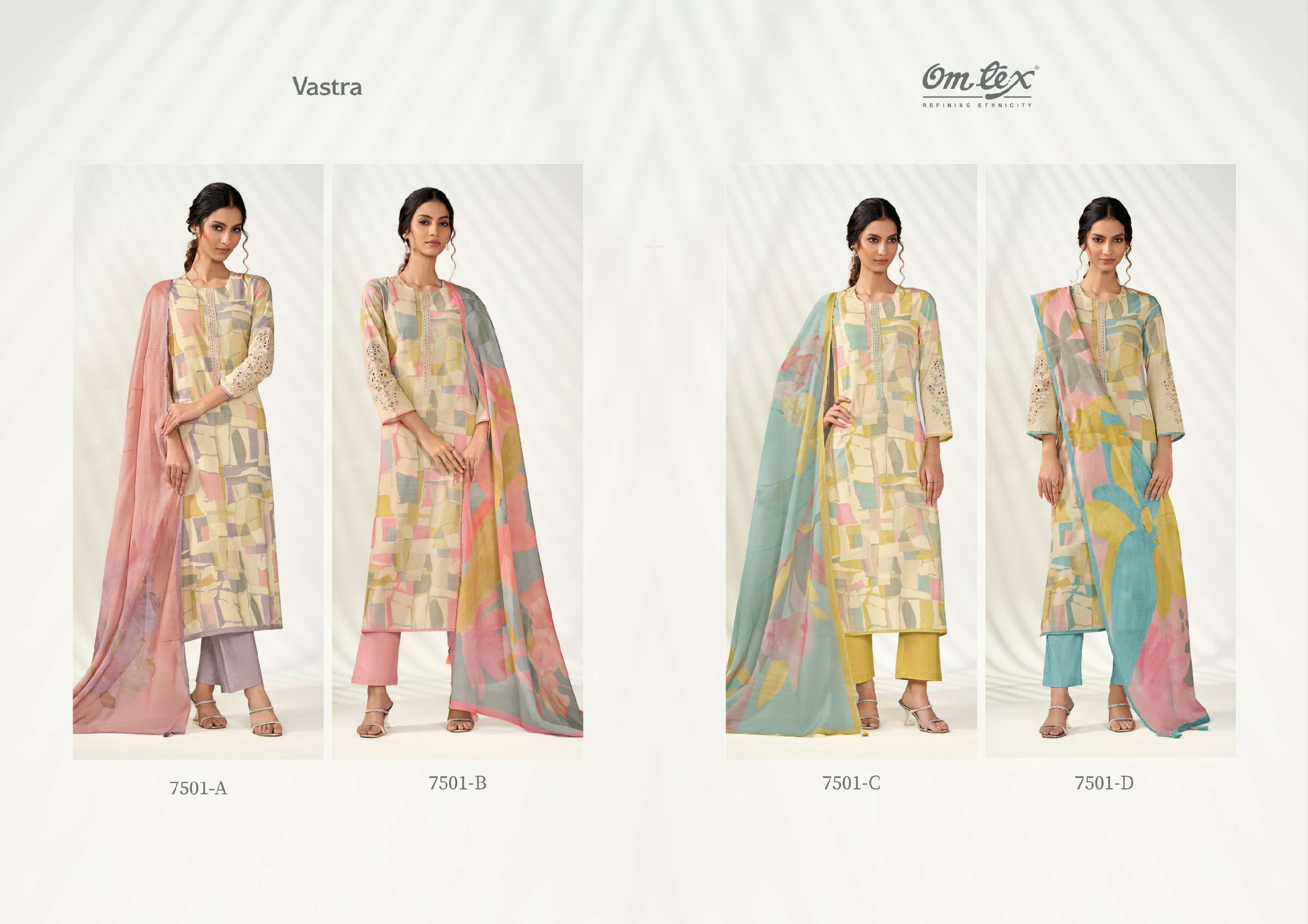 OMTEX PRESENT VASTRA WHOLESALE PREMIUM LAWN COTTON DIGITAL PRINT WITH EMBROIDERY  SALWAR SUITS