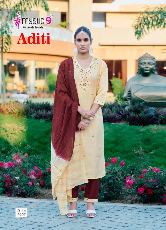 ADITI VOL 1 BY MYSTIC 9 ROMAN SILK READYMADE EXCLUSIVE 3PCS DRESS