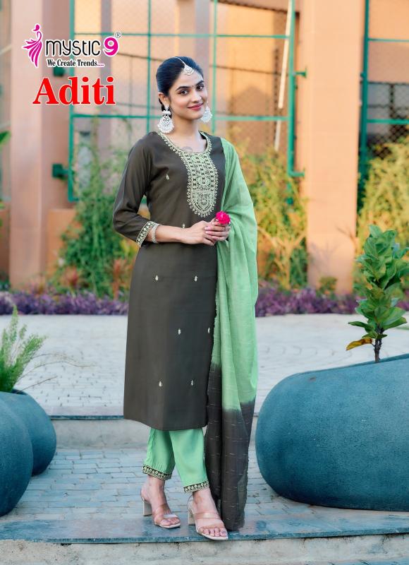 ADITI VOL 1 BY MYSTIC 9 ROMAN SILK READYMADE EXCLUSIVE 3PCS DRESS