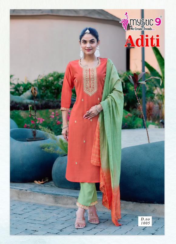 ADITI VOL 1 BY MYSTIC 9 ROMAN SILK READYMADE EXCLUSIVE 3PCS DRESS