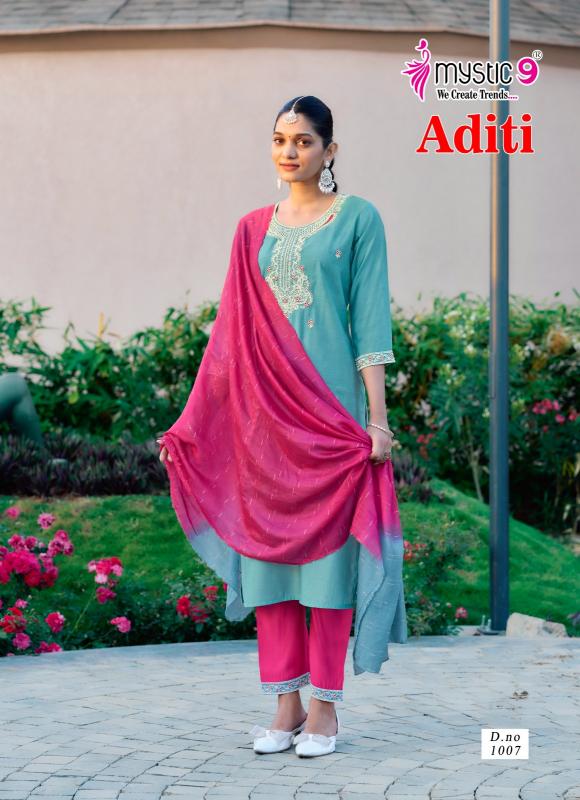 ADITI VOL 1 BY MYSTIC 9 ROMAN SILK READYMADE EXCLUSIVE 3PCS DRESS