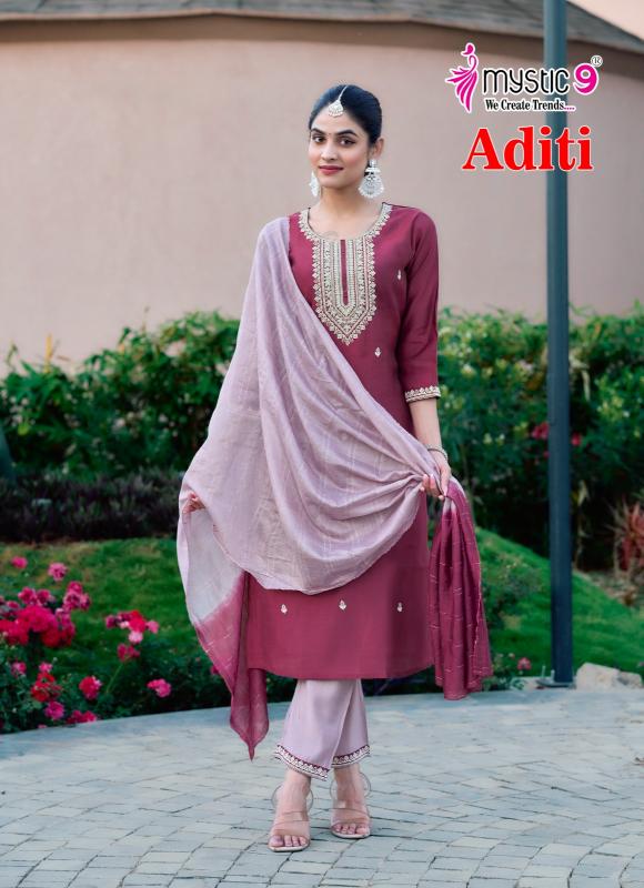 ADITI VOL 1 BY MYSTIC 9 ROMAN SILK READYMADE EXCLUSIVE 3PCS DRESS