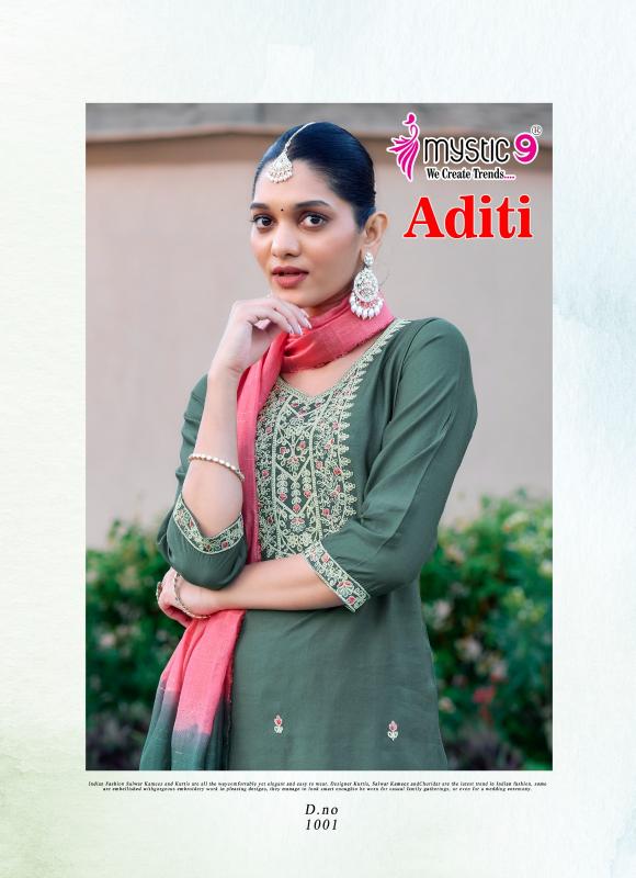 ADITI VOL 1 BY MYSTIC 9 ROMAN SILK READYMADE EXCLUSIVE 3PCS DRESS