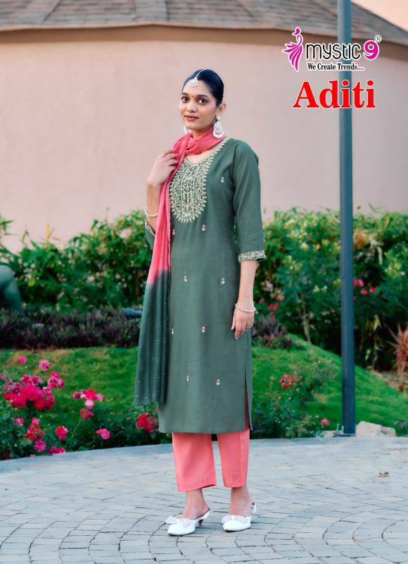 ADITI VOL 1 BY MYSTIC 9 ROMAN SILK READYMADE EXCLUSIVE 3PCS DRESS