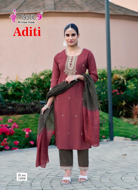 ADITI VOL 1 BY MYSTIC 9 ROMAN SILK READYMADE EXCLUSIVE 3PCS DRESS