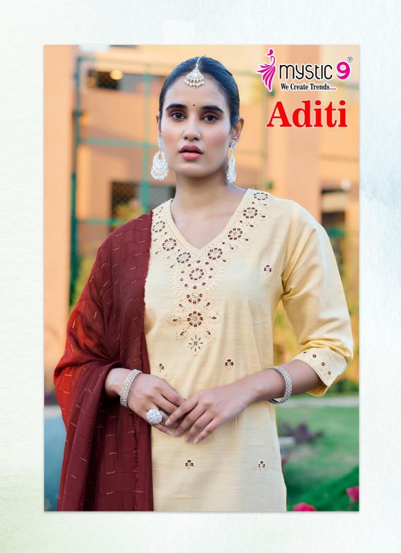 ADITI VOL 1 BY MYSTIC 9 ROMAN SILK READYMADE EXCLUSIVE 3PCS DRESS