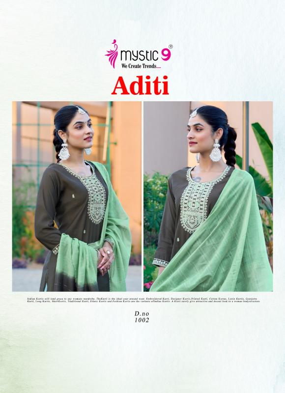 ADITI VOL 1 BY MYSTIC 9 ROMAN SILK READYMADE EXCLUSIVE 3PCS DRESS