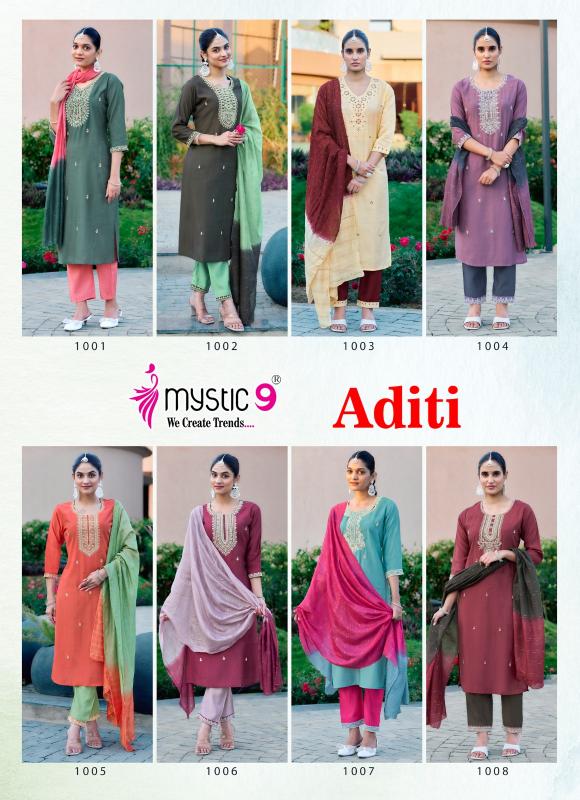 ADITI VOL 1 BY MYSTIC 9 ROMAN SILK READYMADE EXCLUSIVE 3PCS DRESS