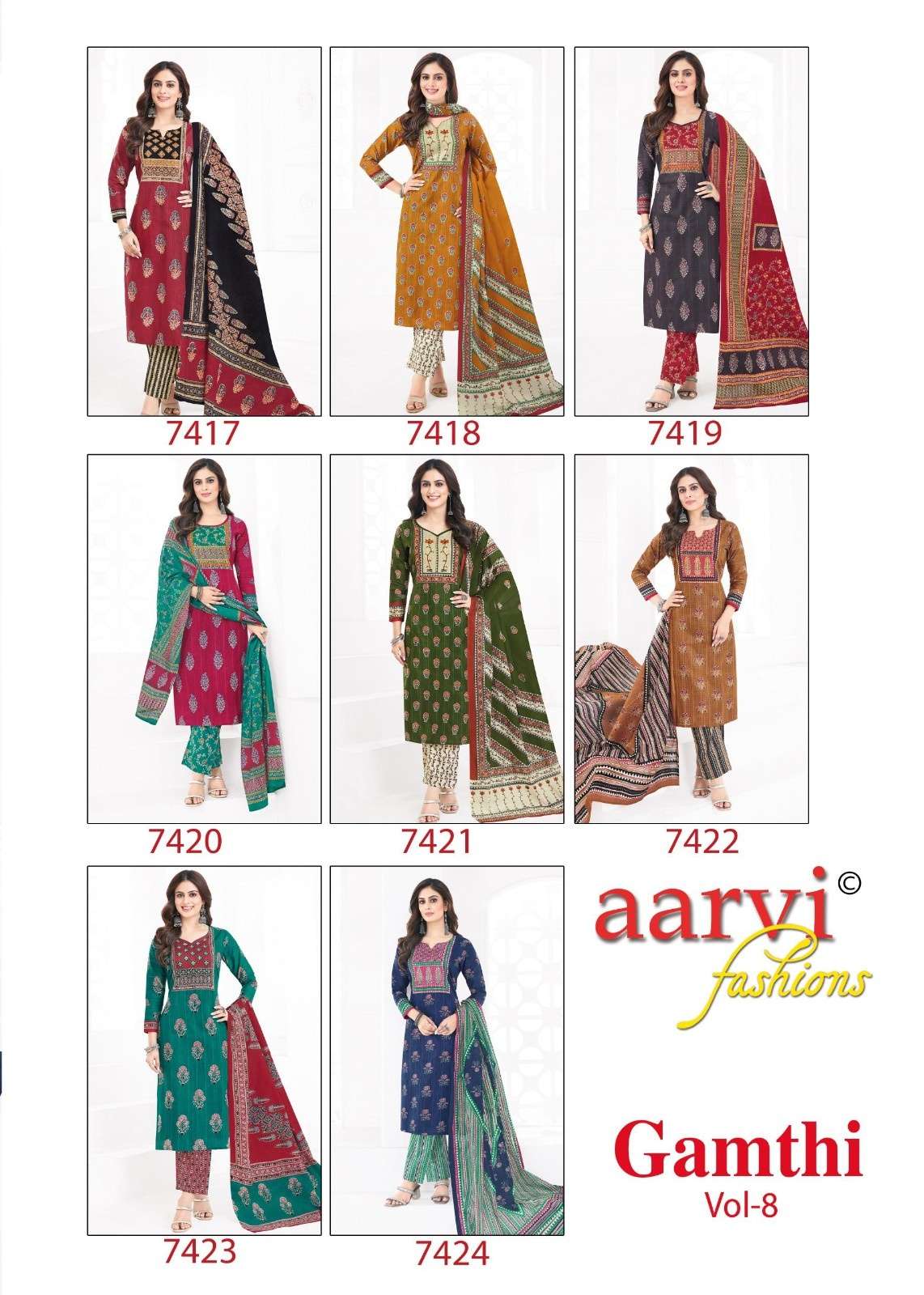 GAMTHI VOL 8 BY AARVI FASHION COTTON READYMADE FANCY SALWAR KAMEEZ ONLINE