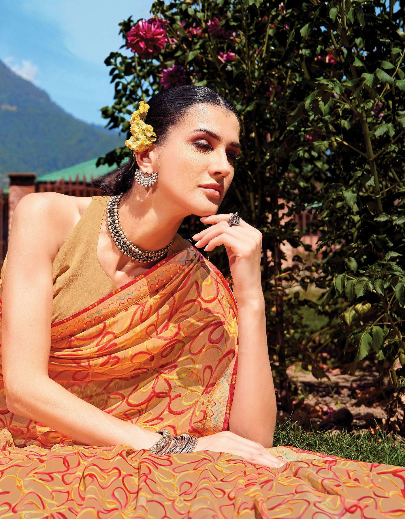 SANSKAR TEX PRINT LAUNCHING SADHNA WHOLESALE BEMBER GEORGETTE WITH FANCY DIGITAL PRINTED SAREES