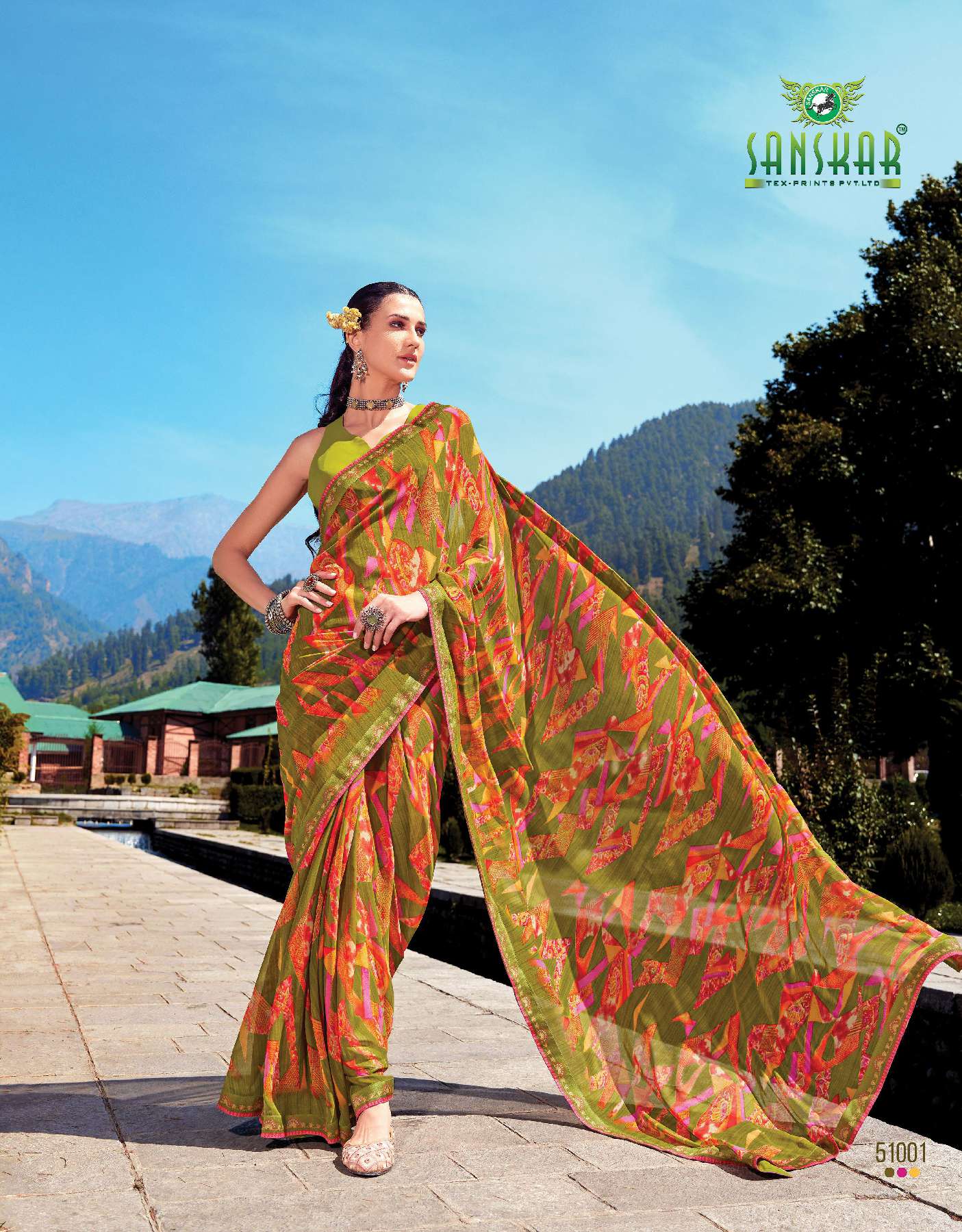 SANSKAR TEX PRINT LAUNCHING SADHNA WHOLESALE BEMBER GEORGETTE WITH FANCY DIGITAL PRINTED SAREES