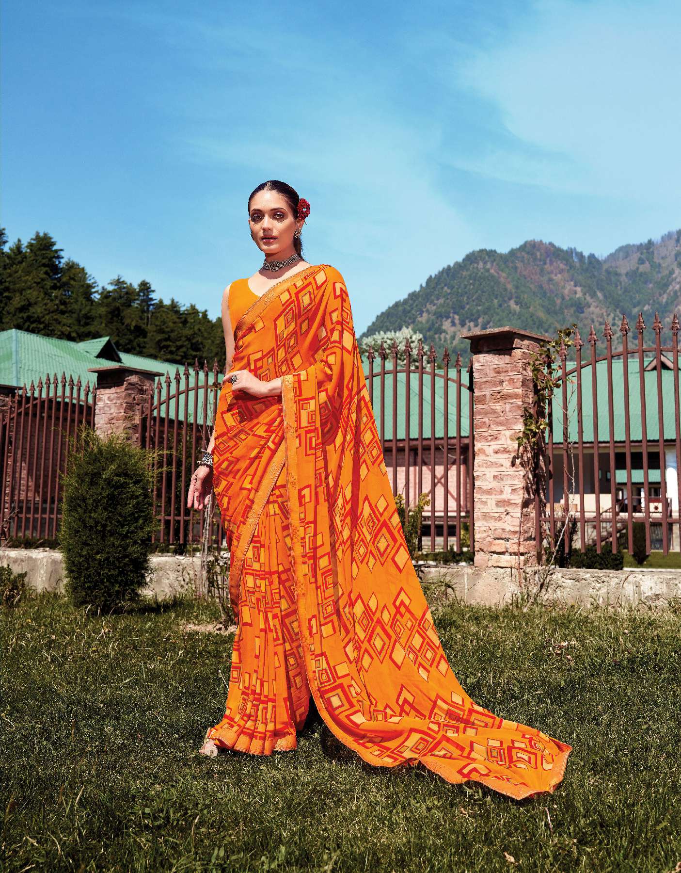 SANSKAR TEX PRINT LAUNCHING SADHNA WHOLESALE BEMBER GEORGETTE WITH FANCY DIGITAL PRINTED SAREES