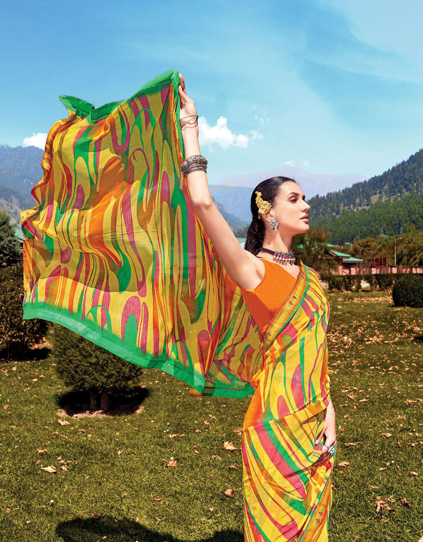 SANSKAR TEX PRINT LAUNCHING SADHNA WHOLESALE BEMBER GEORGETTE WITH FANCY DIGITAL PRINTED SAREES