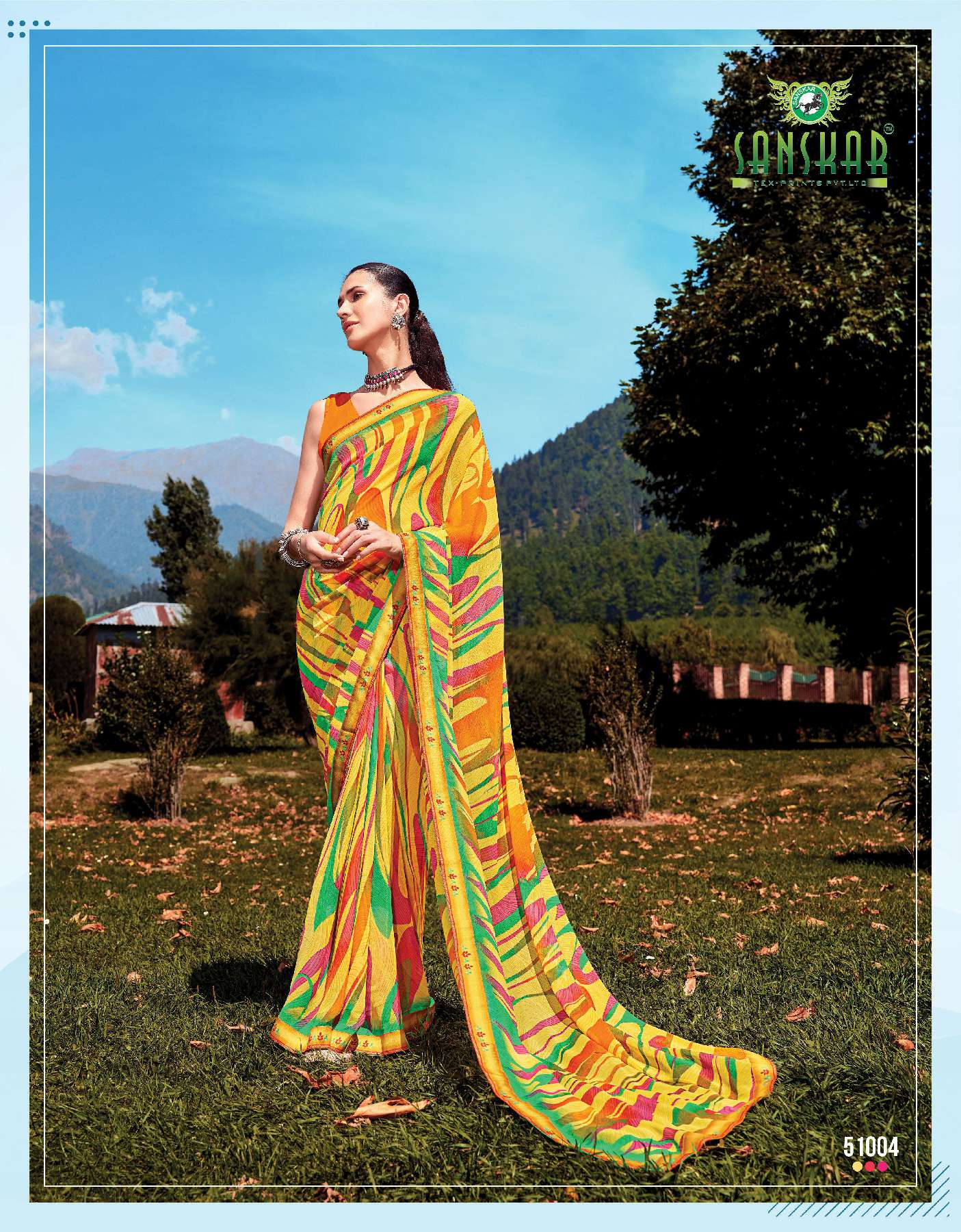 SANSKAR TEX PRINT LAUNCHING SADHNA WHOLESALE BEMBER GEORGETTE WITH FANCY DIGITAL PRINTED SAREES