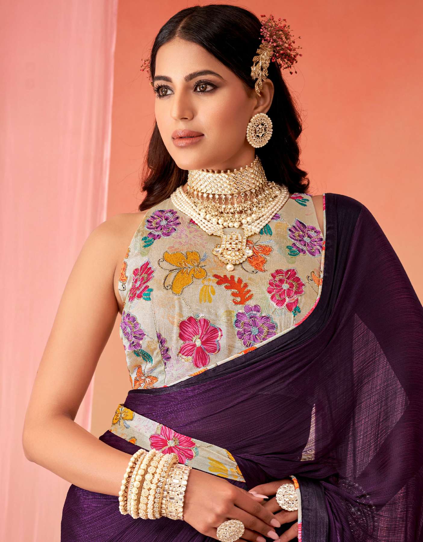SANSKAR TEX PRINTS SPRING WHOLESALE SARTTIN CHIFFON DIGITAL PRINT WITH EMBROIDERY WOEK SAREES