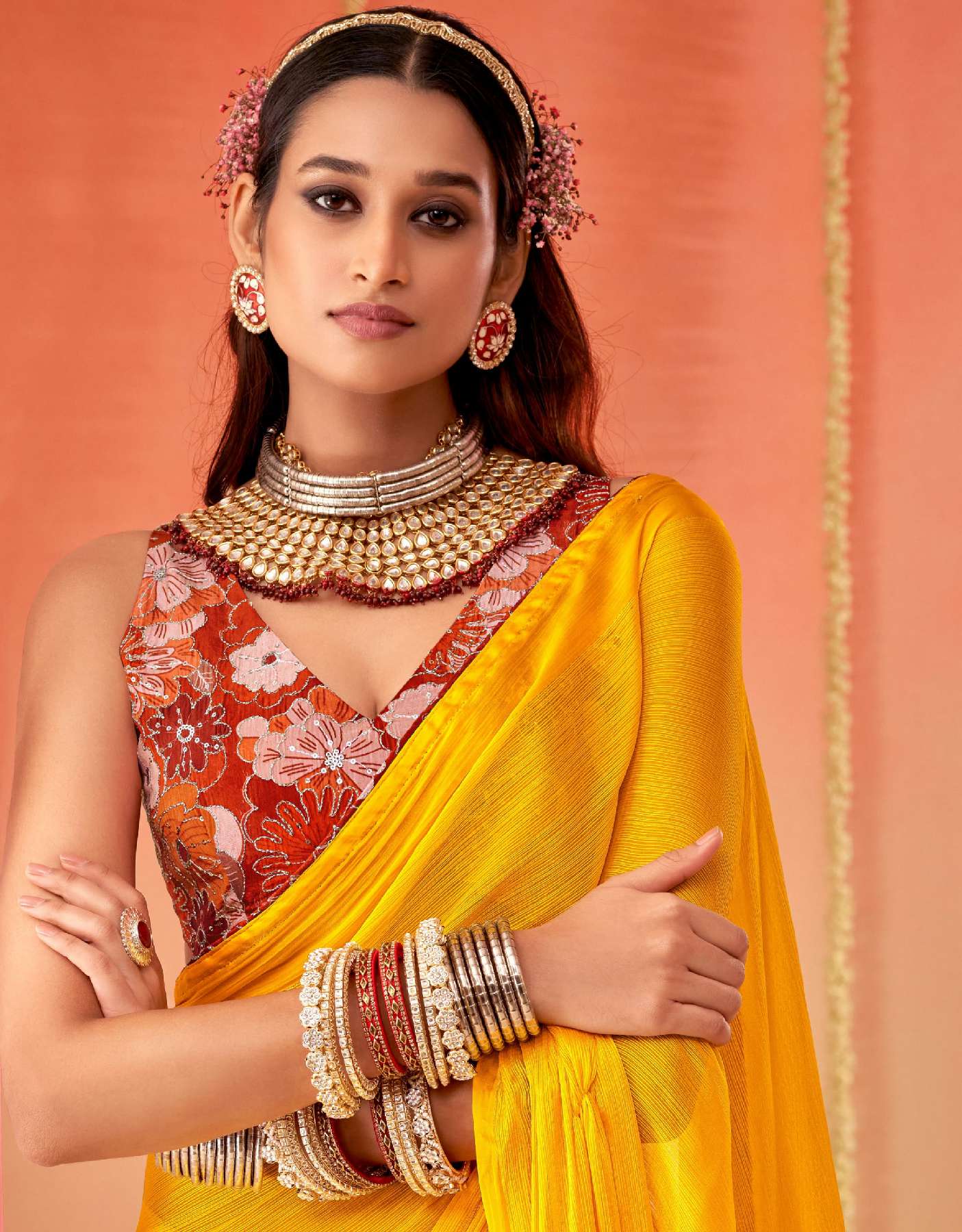 SANSKAR TEX PRINTS SPRING WHOLESALE SARTTIN CHIFFON DIGITAL PRINT WITH EMBROIDERY WOEK SAREES