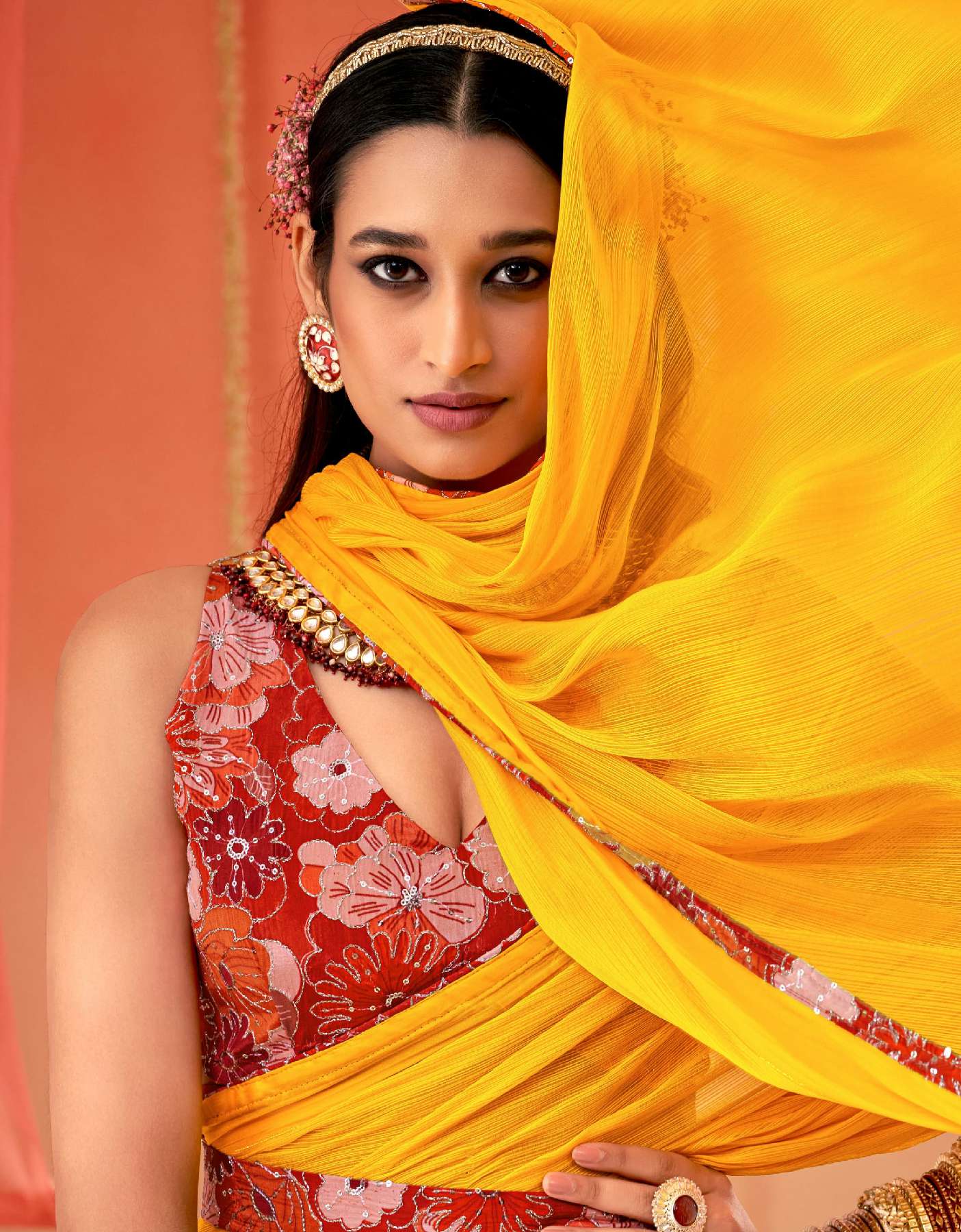 SANSKAR TEX PRINTS SPRING WHOLESALE SARTTIN CHIFFON DIGITAL PRINT WITH EMBROIDERY WOEK SAREES