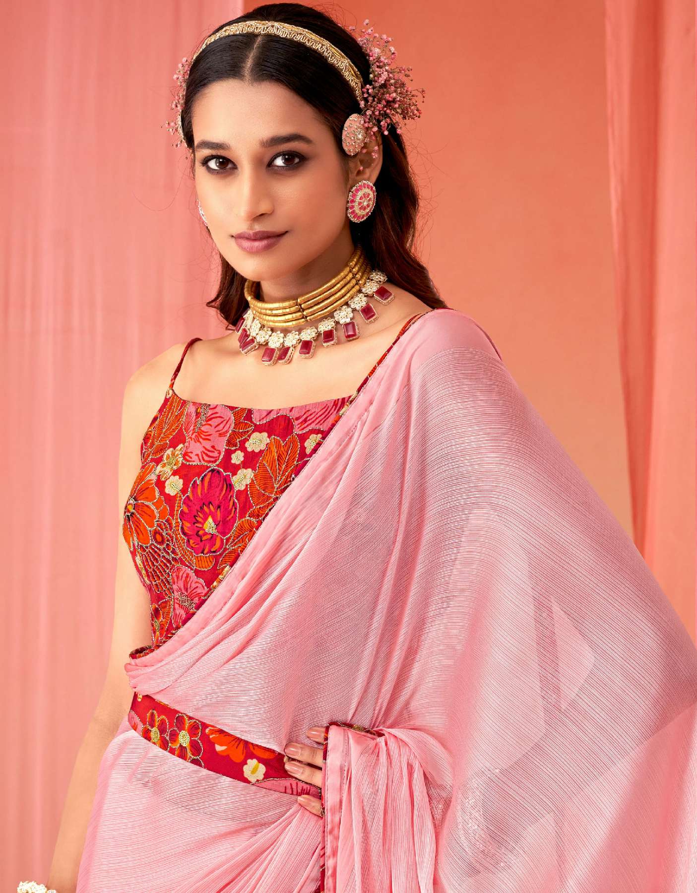 SANSKAR TEX PRINTS SPRING WHOLESALE SARTTIN CHIFFON DIGITAL PRINT WITH EMBROIDERY WOEK SAREES