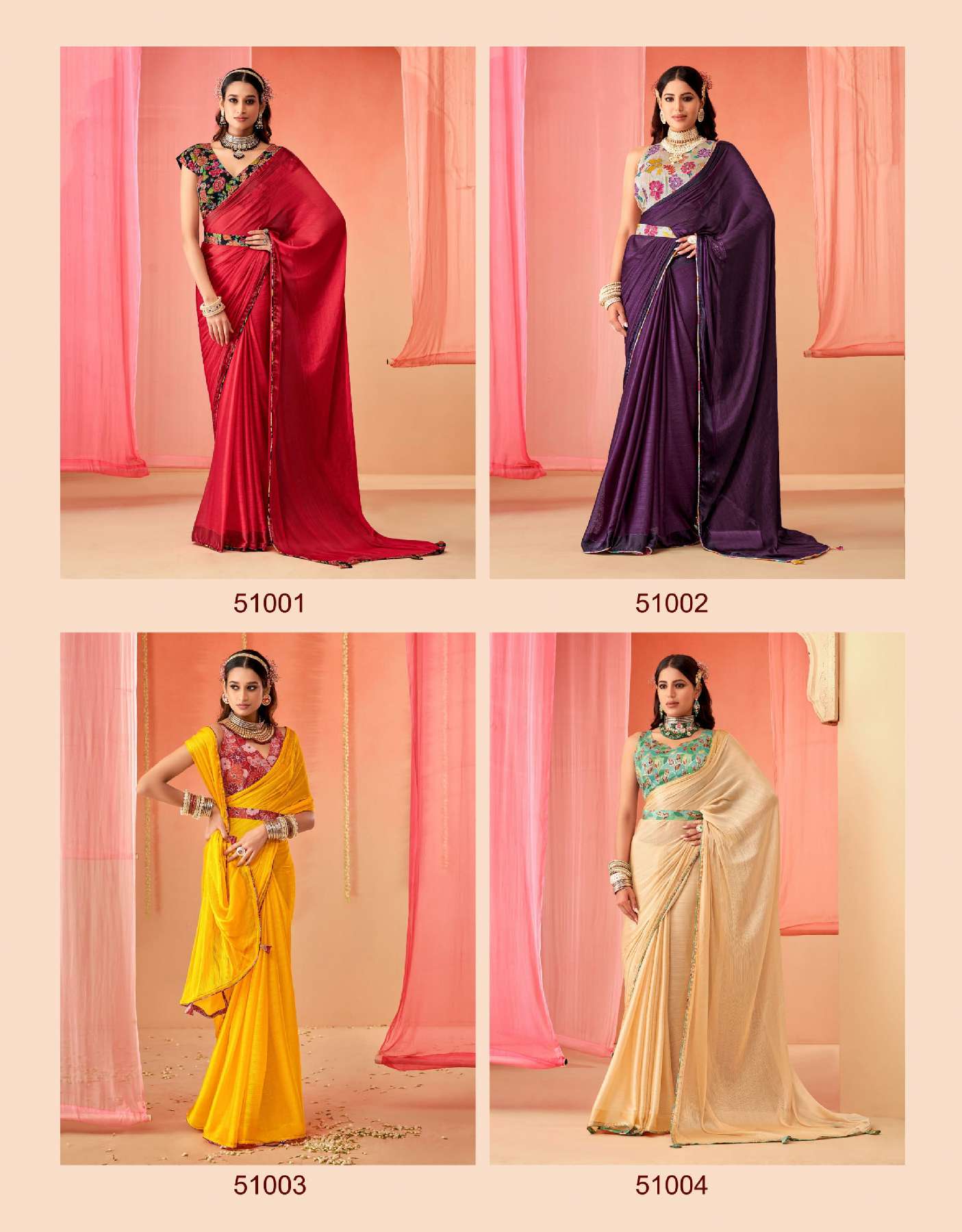 SANSKAR TEX PRINTS SPRING WHOLESALE SARTTIN CHIFFON DIGITAL PRINT WITH EMBROIDERY WOEK SAREES