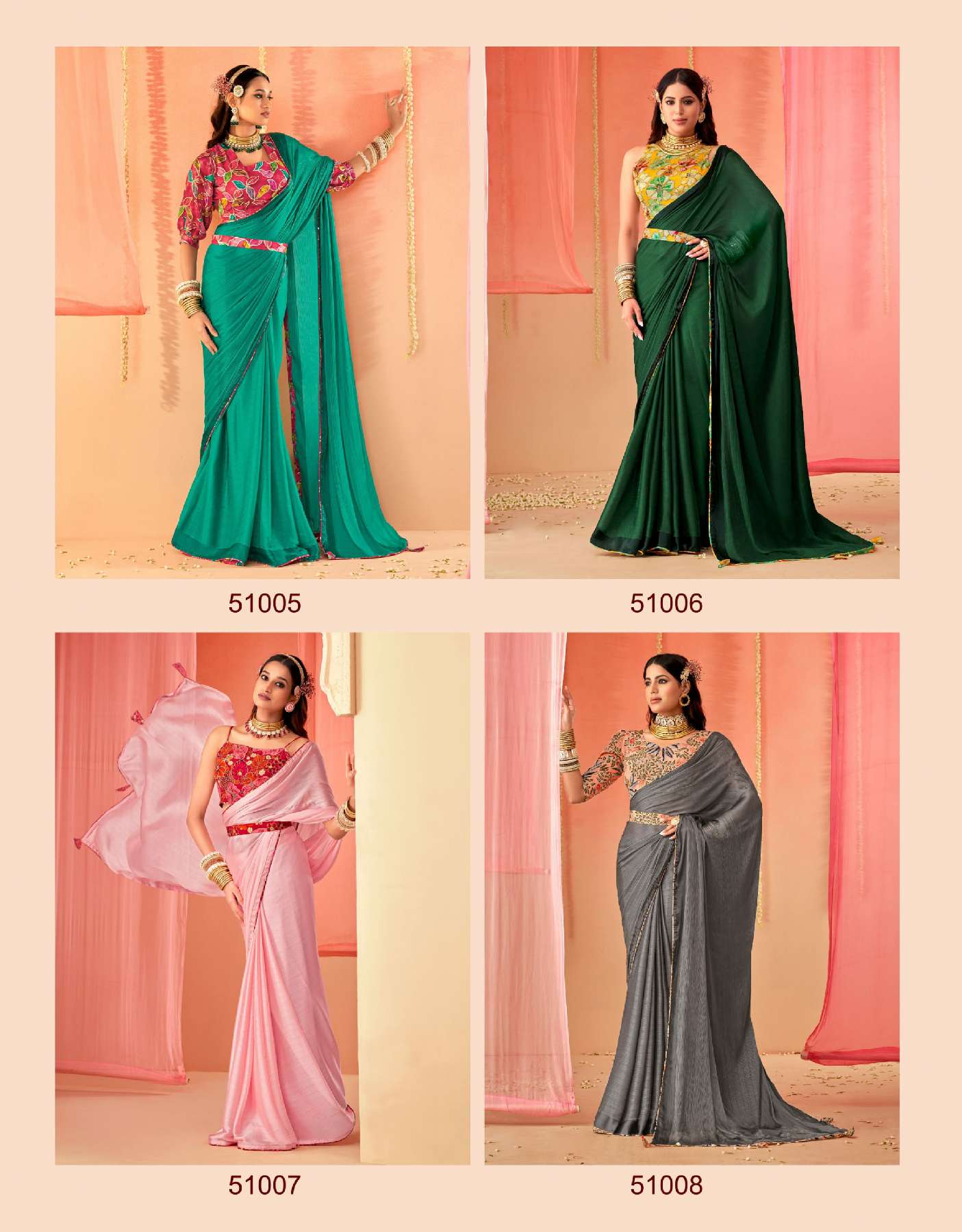 SANSKAR TEX PRINTS SPRING WHOLESALE SARTTIN CHIFFON DIGITAL PRINT WITH EMBROIDERY WOEK SAREES