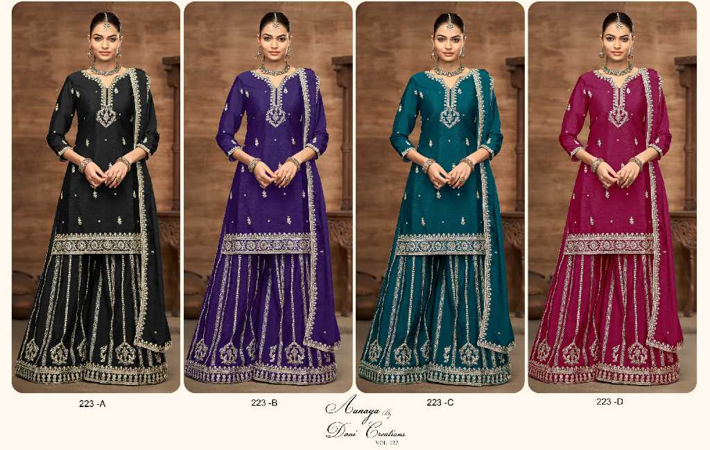 Twisha By Dani Creations Aanaya Vol-223 Wholesale Chinon Silk Designer Suits