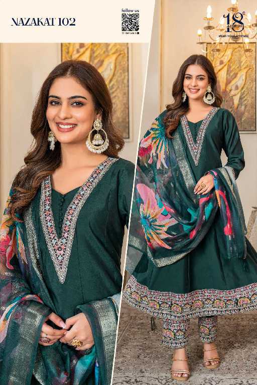 18 Attitude Nazakat Wholesale Pure Muslin Top With Pant And Dupatta