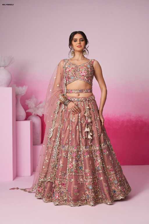 PF Series 6041 Colours Wholesale Net Fabrics Designer Lehengas