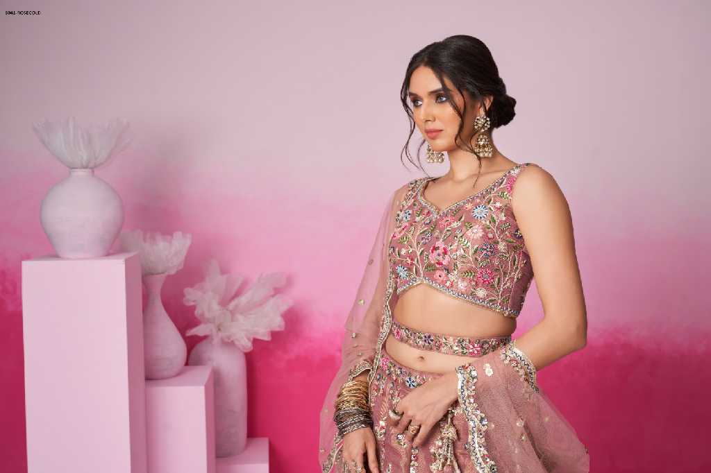 PF Series 6041 Colours Wholesale Net Fabrics Designer Lehengas