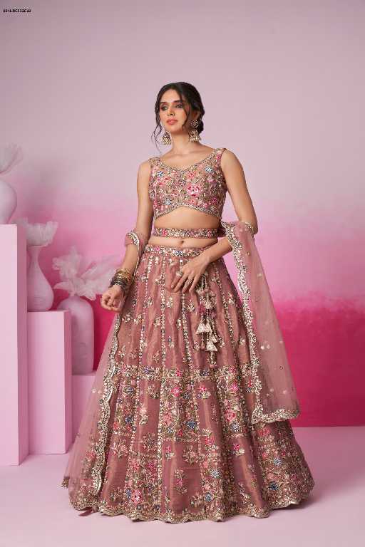 PF Series 6041 Colours Wholesale Net Fabrics Designer Lehengas